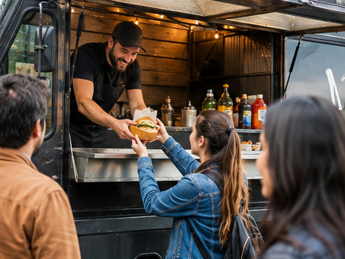 Busy food truck service