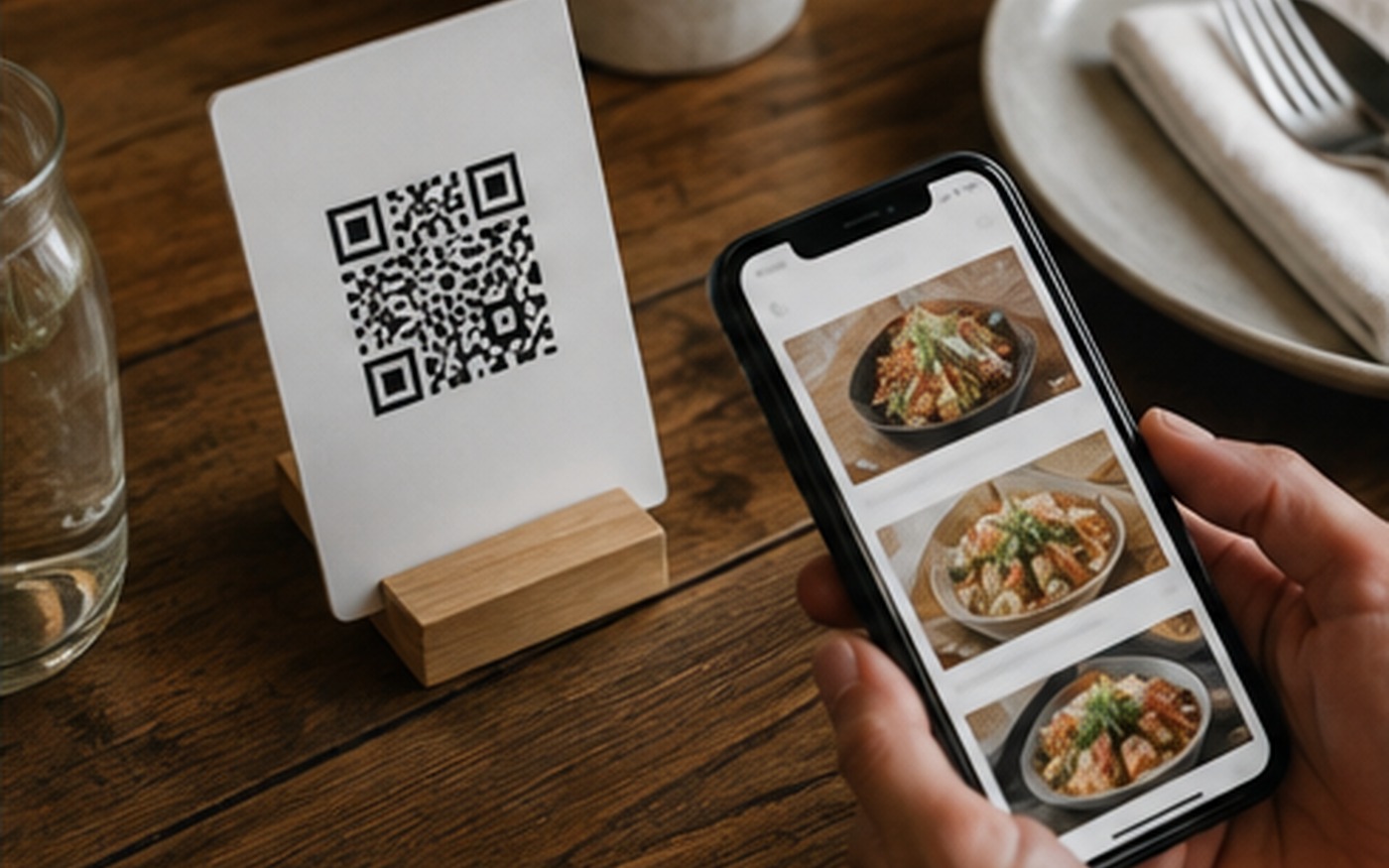 QR code and digital ordering for a food business