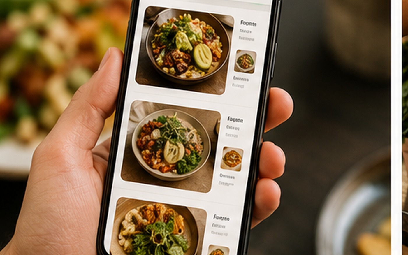 Phone browsing a restaurant menu
